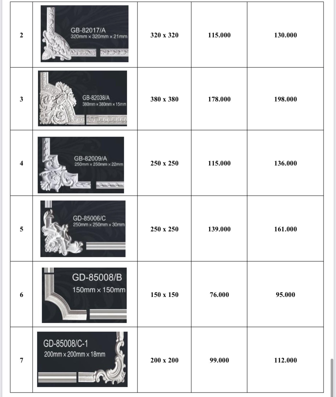 BBG Phào chỉ PU văn 07